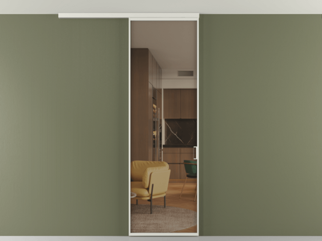 Перегородка Formato вдоль стены на потолок 1 створка АЛПР 040.01 Алюминий серый Прозрачное бронзовое стекло, триплекс Цена 623170 AMD | Volhovec