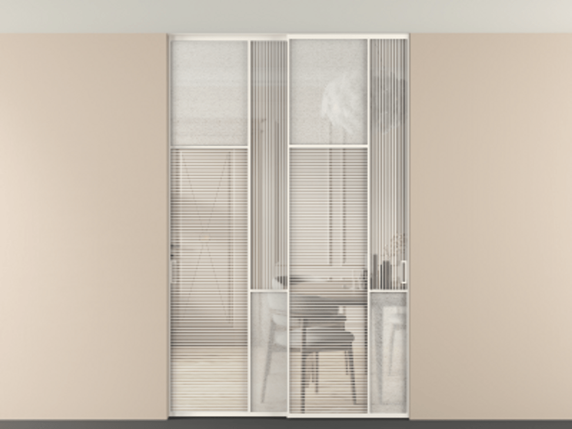 Перегородка Мозаик внутри проёма скрытое крепление в потолок 2 створки АЛПР 041.10 Алюминий пудровый белый Рифлёное стекло "Дюна", триплекс, 6 мм + Фактурное стекло "Лёд", триплекс. Цена 2296870 AMD . Фабрика дверей Волховец 8 (800) 551 43 19 Перегородка Мозаик внутри проёма скрытое крепление в потолок 2 створки АЛПР 041.10 Алюминий пудровый белый Рифлёное стекло "Дюна", триплекс, 6 мм + Фактурное стекло "Лёд", триплекс Цена 2296870 AMD | Volhovec