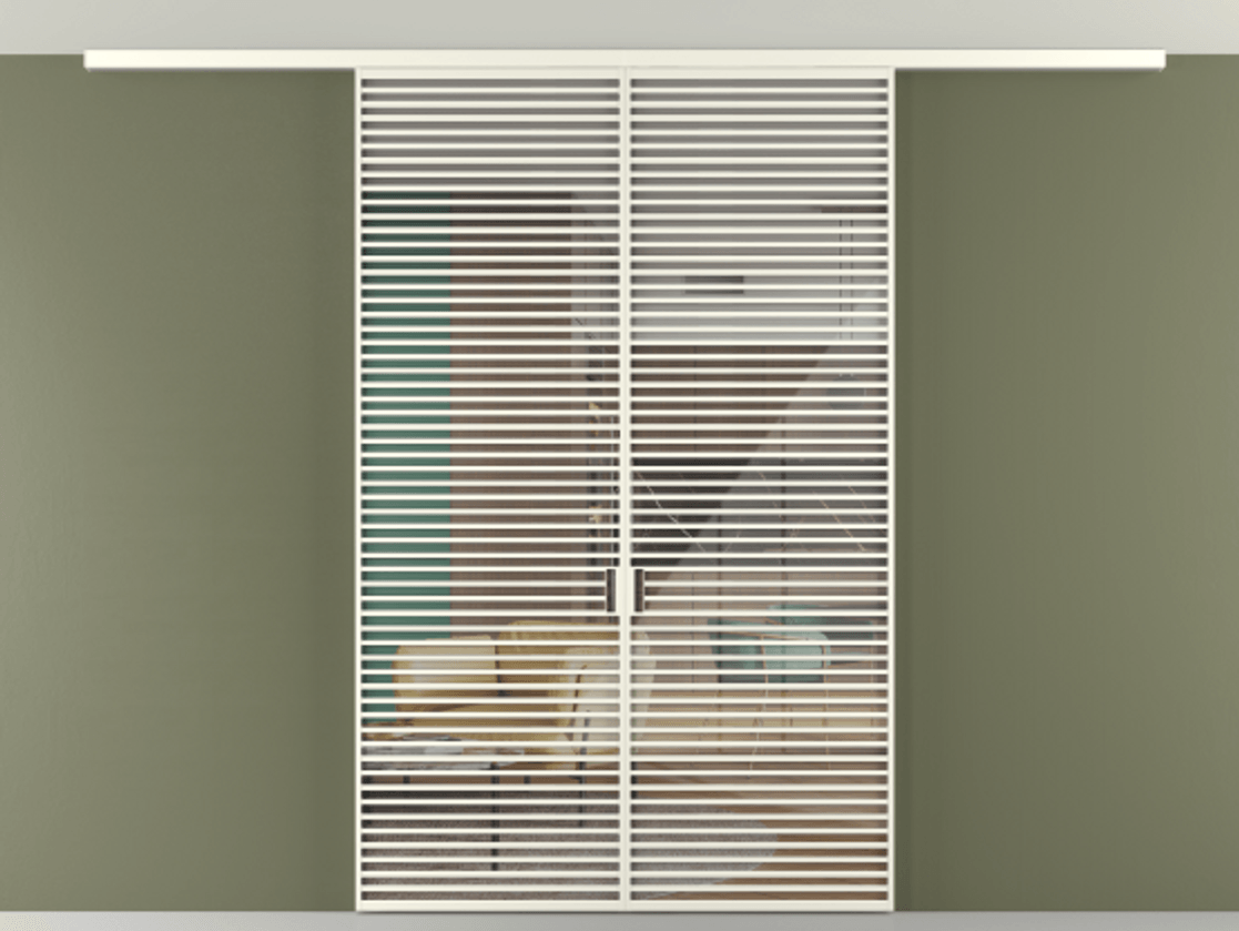 Перегородка Формато вдоль стены на потолок 2 створки АЛПР 040.07 Алюминий жемчужный Рефлективное прозрачное стекло "Стопсол", калёное Цена 2563770 AMD | Volhovec