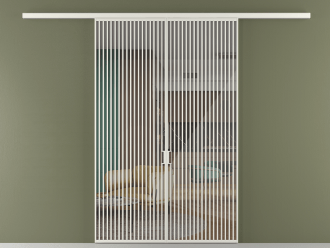 Перегородка Формато вдоль стены 2 створки АЛПР 040.06 Алюминий серый Рефлективное прозрачное стекло "Стопсол", калёное Цена 3001080 AMD | Volhovec