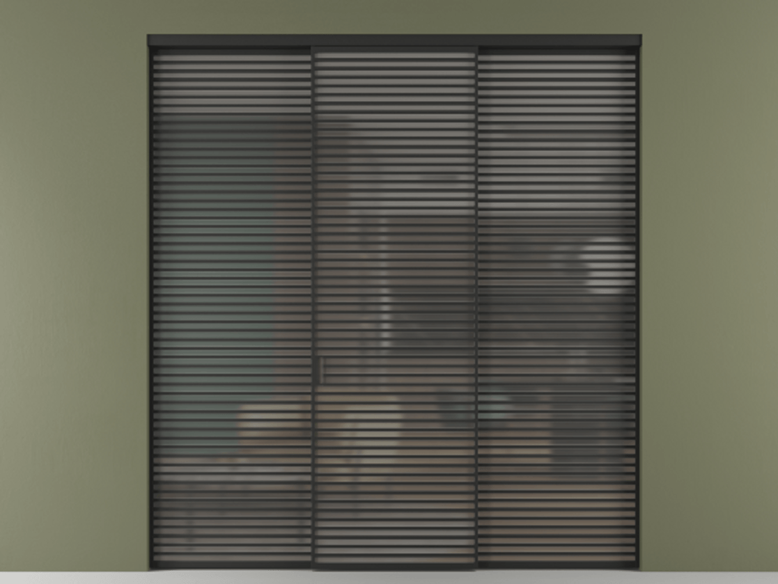 Перегородка Formato внутри проёма 3 створки АЛПР 040.07 Алюминий Черный Сатинированное серое стекло, триплекс Цена 437900 ₽ | Volhovec