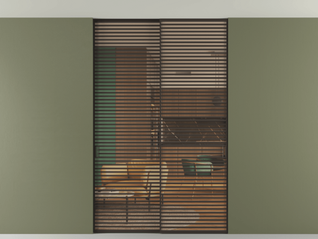 Перегородка Формато внутри проёма скрытое крепление в потолок 2 створки АЛПР 040.07 Алюминий антрацит Прозрачное оранжевое стекло, триплекс Цена 2764500 AMD | Volhovec