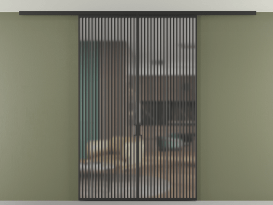 Перегородка Формато вдоль стены на потолок 2 створки АЛПР 040.06 Алюминий Черный Сатинированное стекло "Мателюкс Кристал Вижн", калёное, матовое, каленое 6 мм Цена 2968440 AMD | Volhovec