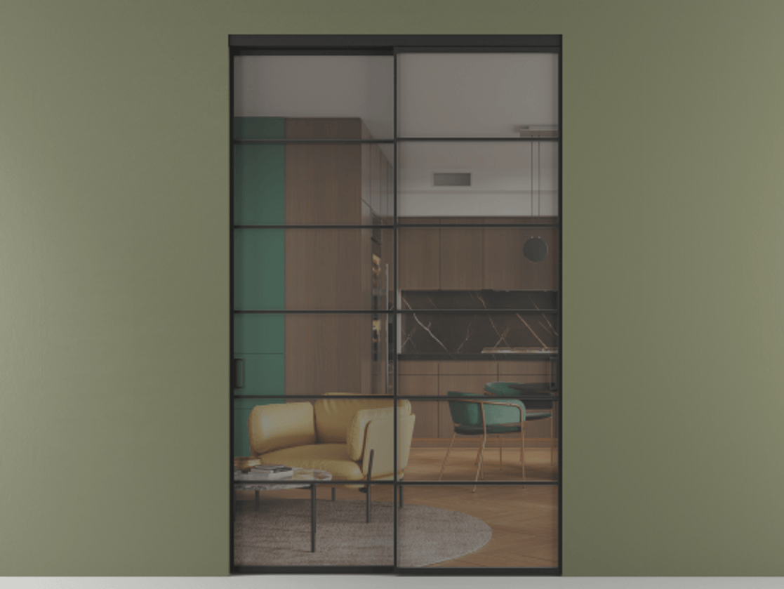 Перегородка Formato внутри проёма двустворчатая АЛПР 040.04 Алюминий Черный Прозрачное серое стекло, триплекс, 6 мм. Скрытый короб ЧЕР Цена 203400 ₽ 1. Полотно 2 шт.  (800/2100 мм)
2. Комплект установки раздвижной системы
3. Базовый комплект фурнитуры
4.Ручка RONDO. Фабрика дверей Волховец 8 (800) 551 43 19  Перегородка Formato внутри проёма двустворчатая АЛПР 040.04 Алюминий Черный Прозрачное серое стекло, триплекс, 6 мм Цена 203400 ₽  | Volhovec