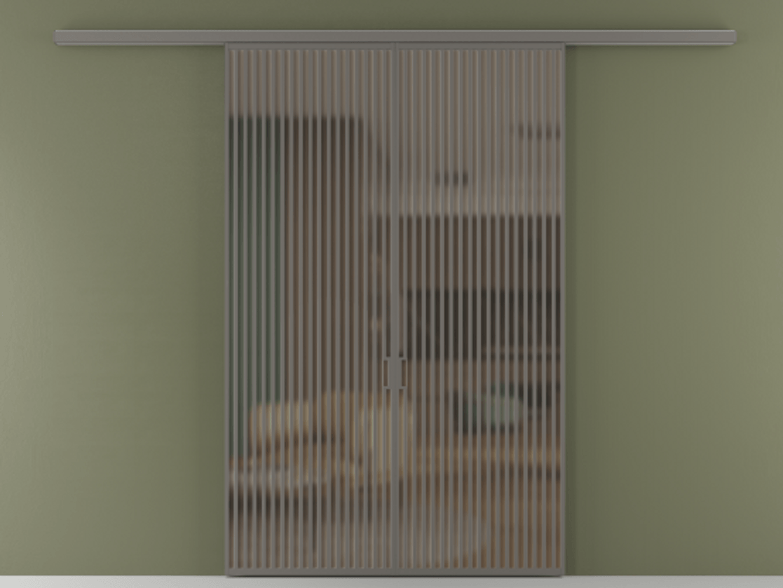 Перегородка Формато вдоль стены 2 створки АЛПР 040.06 Алюминий классический серый Сатинированное бронзовое стекло, триплекс Цена 2309480 AMD | Volhovec