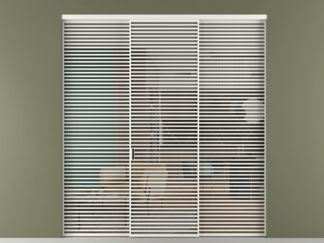 Перегородка Формато внутри проёма 3 створки АЛПР 040.07 Алюминий белоснежный Прозрачное серое стекло, триплекс Цена 3262340 AMD | Volhovec