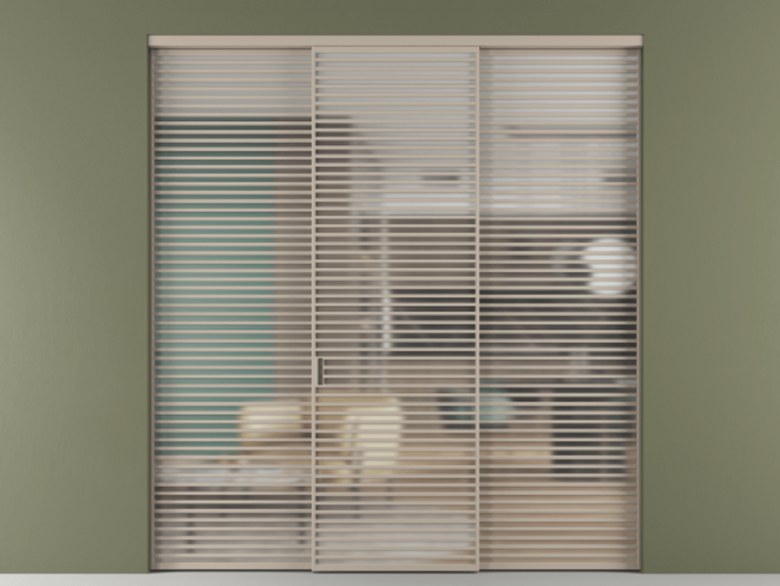 Перегородка Formato внутри проёма 3 створки АЛПР 040.07 Алюминий бисквитный Сатинированное стекло "Matelux Crystal Vision", калёное, матовое, каленое 6 мм Цена 4124630 AMD | Volhovec