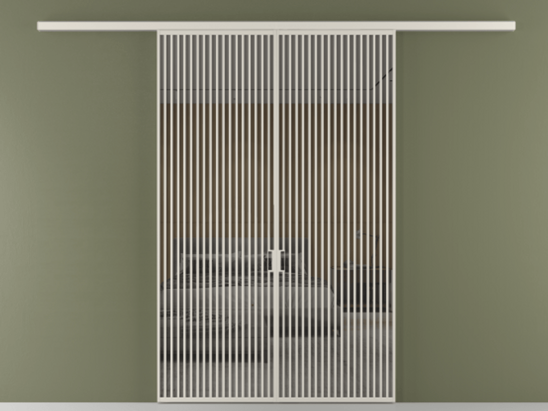 Перегородка Formato вдоль стены 2 створки АЛПР 040.06 Алюминий облачно-серый Рефлективное серое стекло "Stopsol", калёное Цена 3001080 AMD | Volhovec