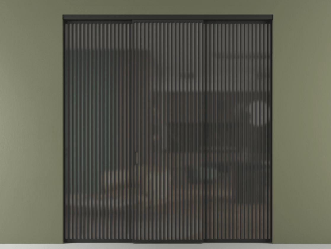 Перегородка Formato внутри проёма 3 створки АЛПР 040.06 Алюминий Черный Сатинированное серое стекло, триплекс Цена 2953200 AMD | Volhovec