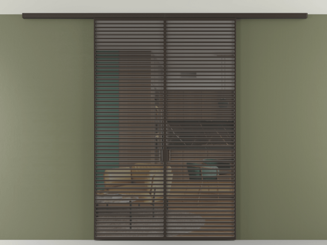 Перегородка Формато вдоль стены на потолок 2 створки АЛПР 040.07 Алюминий антрацит Прозрачное серое стекло, триплекс Цена 2477450 AMD | Volhovec