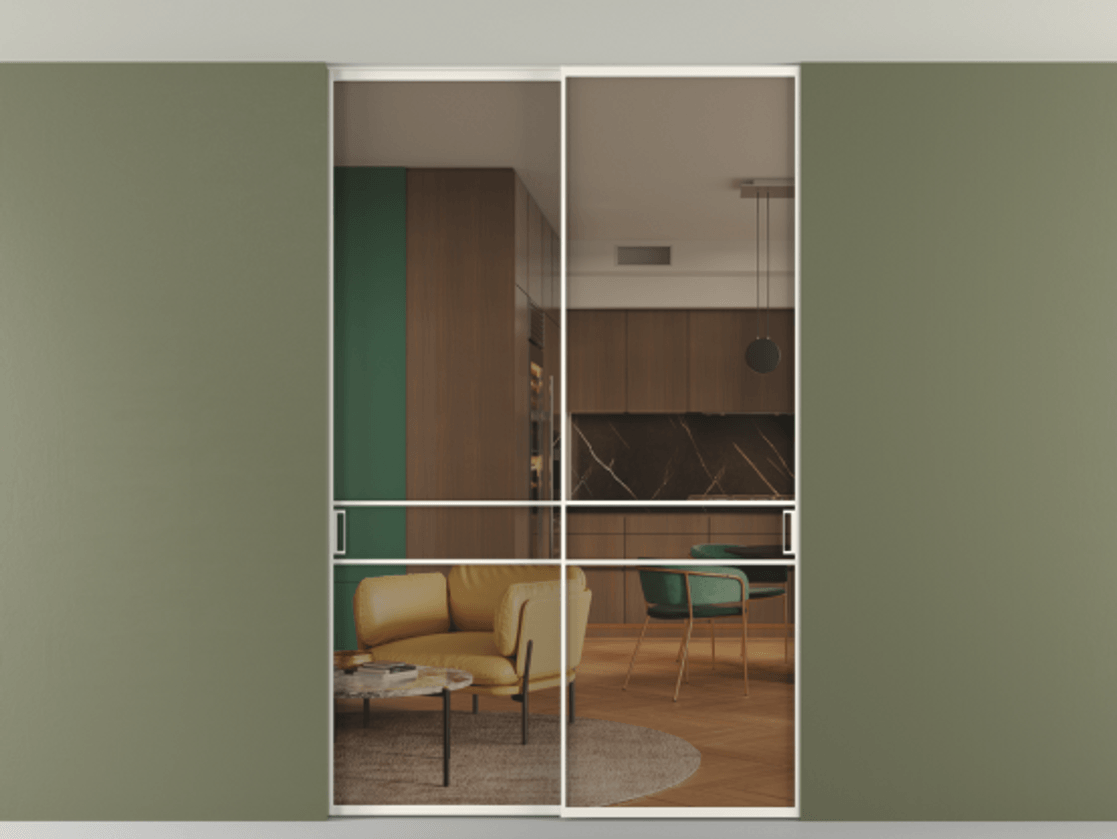 Перегородка Формато внутри проёма скрытое крепление в потолок 2 створки АЛПР 040.02 Алюминий пудровый белый Прозрачное бронзовое стекло, триплекс. Цена 1673960 AMD 1. Полотно 2 шт. (800/2100 мм)
2. Комплект установки раздвижной системы
3. Базовый комплект фурнитуры
4. Ручка Рондо. Фабрика дверей Волховец 8 (800) 551 43 19 Перегородка Формато внутри проёма скрытое крепление в потолок 2 створки АЛПР 040.02 Алюминий пудровый белый Прозрачное бронзовое стекло, триплекс Цена 1673960 AMD | Volhovec