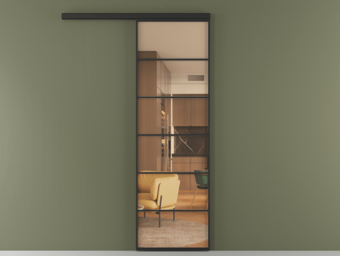 Перегородка Формато вдоль стены 1 створка АЛПР 040.04 Алюминий Черный Прозрачное оранжевое стекло, триплекс Цена 727100 AMD  | Volhovec