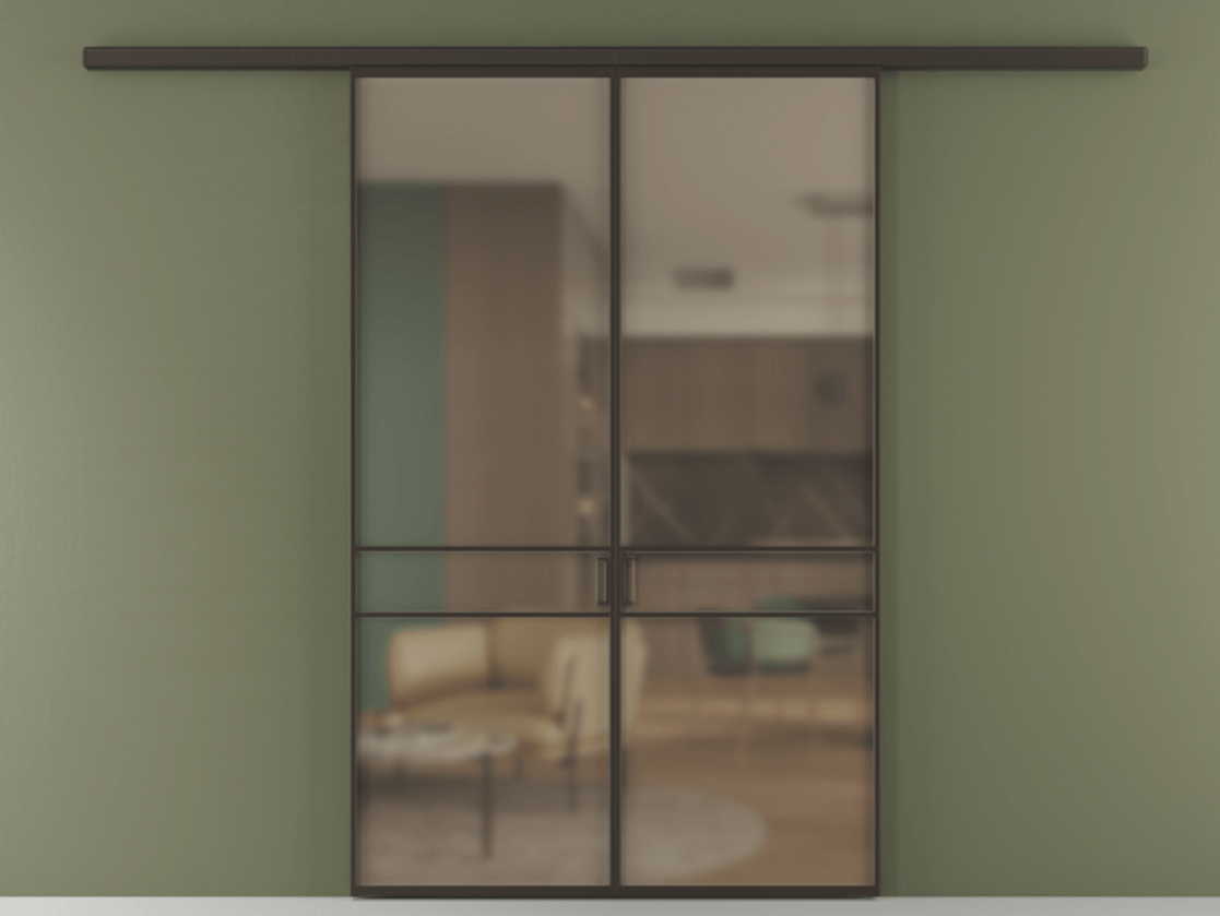 Перегородка Формато вдоль стены 2 створки АЛПР 040.02 Алюминий антрацит Сатинированное бронзовое стекло, триплекс Цена 1318110 AMD | Volhovec