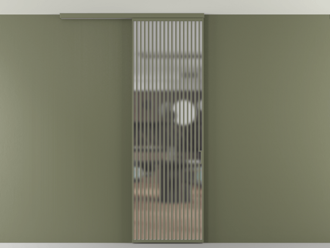 Перегородка Формато вдоль стены на потолок 1 створка АЛПР 040.06 Алюминий оливковый тёмный Сатинированное стекло "Мателюкс Кристал Вижн", калёное, матовое, каленое 6 мм Цена 1305830 AMD | Volhovec