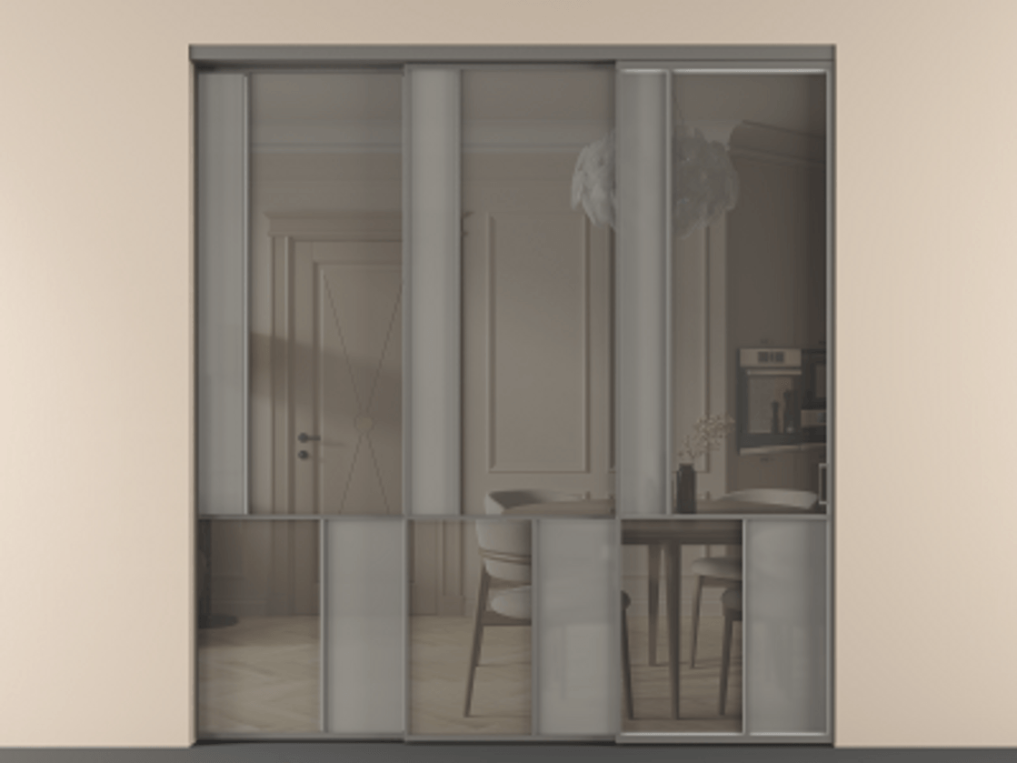 Перегородка Мозаик внутри проёма 3 створки с синхронным механизмом АЛПР 041.20 Алюминий классический серый Сатинированное серое стекло, триплекс, 6 мм + Прозрачное серое стекло, триплекс. Цена 2949760 AMD . Фабрика дверей Волховец 8 (800) 551 43 19 Перегородка Мозаик внутри проёма 3 створки с синхронным механизмом АЛПР 041.20 Алюминий классический серый Сатинированное серое стекло, триплекс, 6 мм + Прозрачное серое стекло, триплекс Цена 2949760 AMD | Volhovec