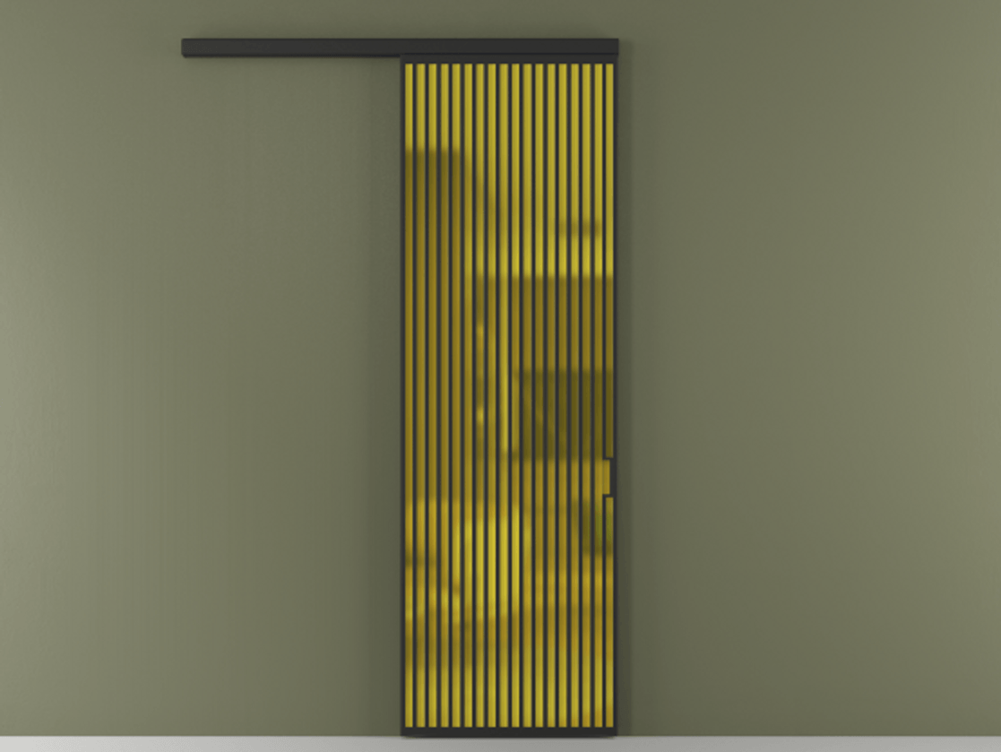 Перегородка Formato вдоль стены 1 створка АЛПР 040.06 Алюминий Черный Сатинированное жёлтое стекло, триплекс Цена 1190600 AMD  | Volhovec