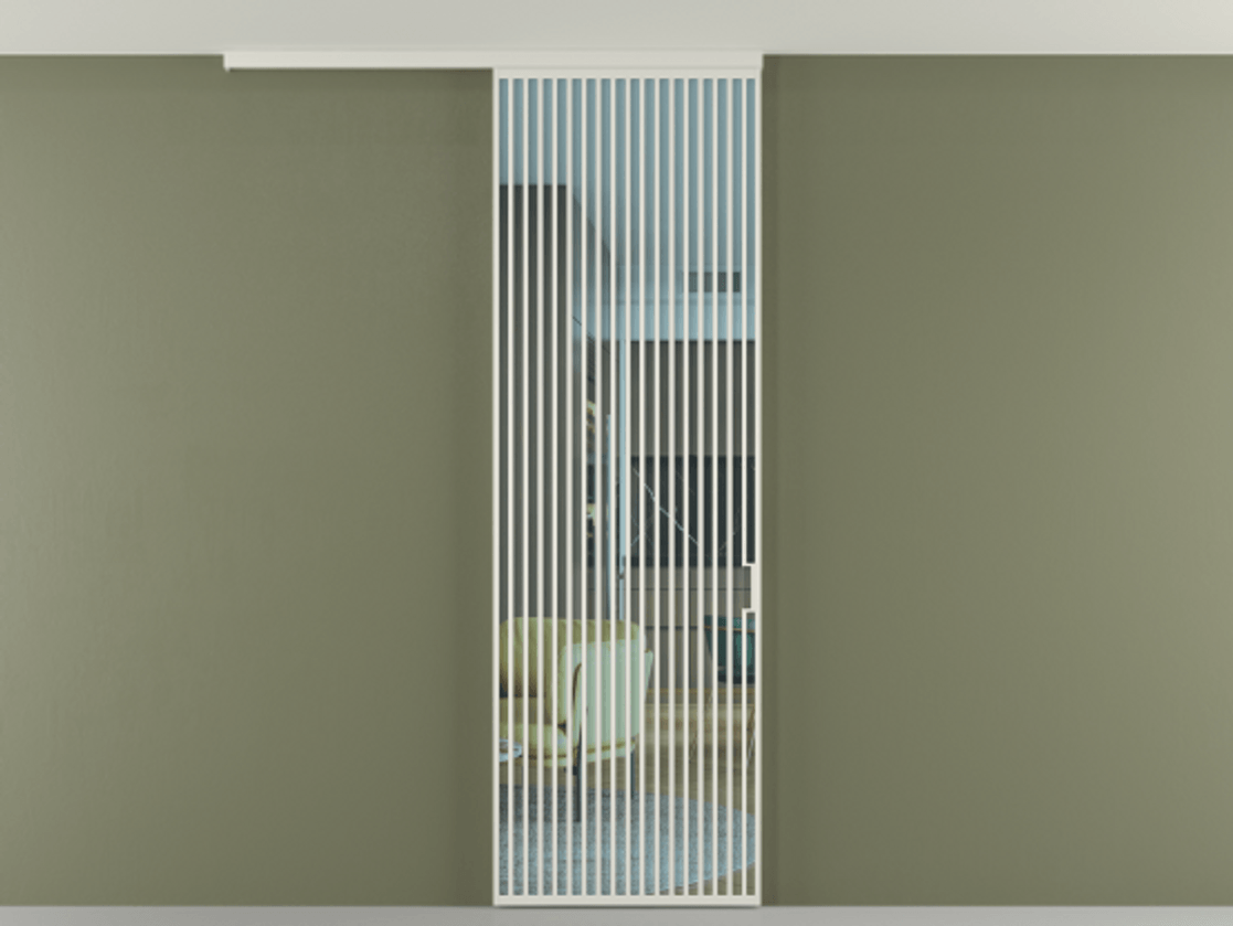 Перегородка Формато вдоль стены на потолок 1 створка АЛПР 040.06 Алюминий Белый Прозрачное голубое стекло, триплекс Цена 1147600 AMD | Volhovec