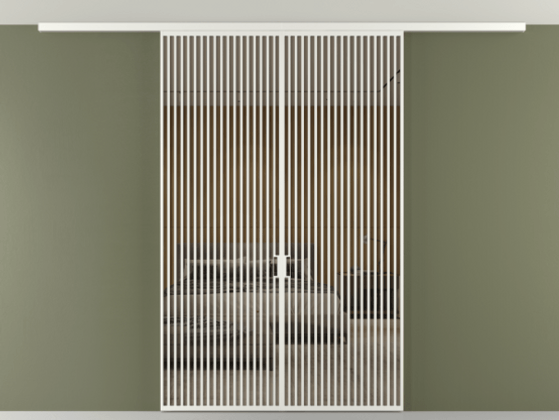 Перегородка Формато вдоль стены на потолок 2 створки АЛПР 040.06 Алюминий светло-серый Рефлективное бронзовое стекло "Стопсол", калёное Цена 3099000 AMD | Volhovec