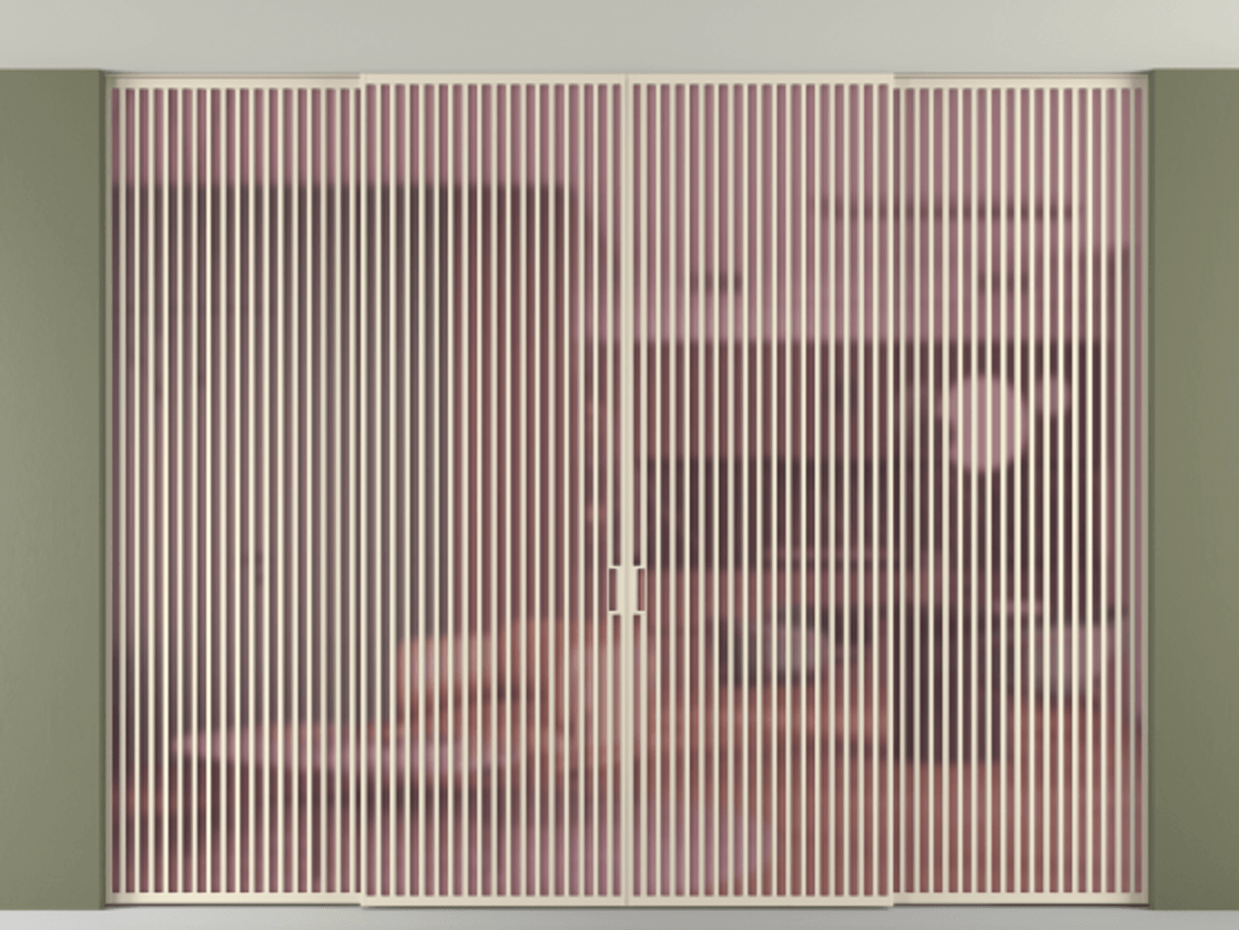 Перегородка Formato внутри проёма скрытое крепление в потолок 4 створки АЛПР 040.06 Алюминий бежево-серый Сатинированное розовое стекло, триплекс. Цена 954340 ₽ 1. Полотно 4 шт. (800/2100 мм)
2. Комплект установки раздвижной системы
3. Базовый комплект фурнитуры
4.Ручка RONDO. Фабрика дверей Волховец 8 (800) 551 43 19 Перегородка Formato внутри проёма скрытое крепление в потолок 4 створки АЛПР 040.06 Алюминий бежево-серый Сатинированное розовое стекло, триплекс Цена 954340 ₽ | Volhovec