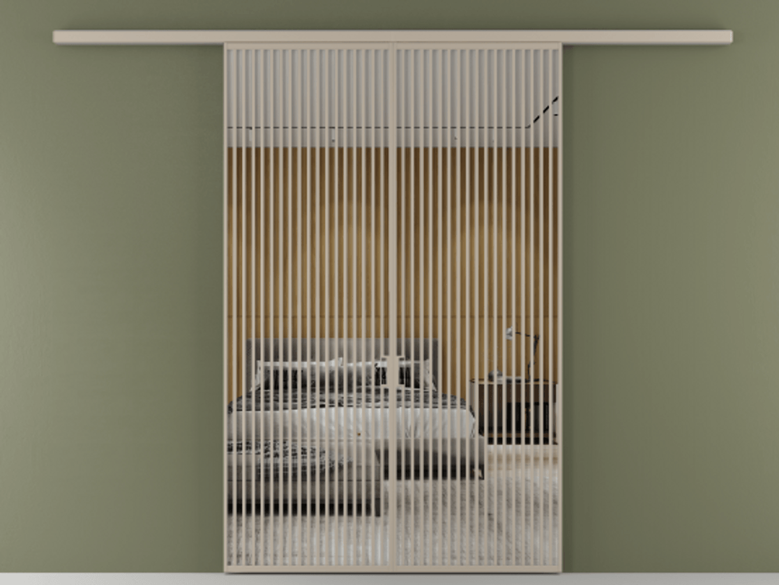 Перегородка Формато вдоль стены 2 створки АЛПР 040.06 Алюминий бисквитный Двустороннее зеркало, триплекс , триплекс 6 мм Цена 2309480 AMD | Volhovec