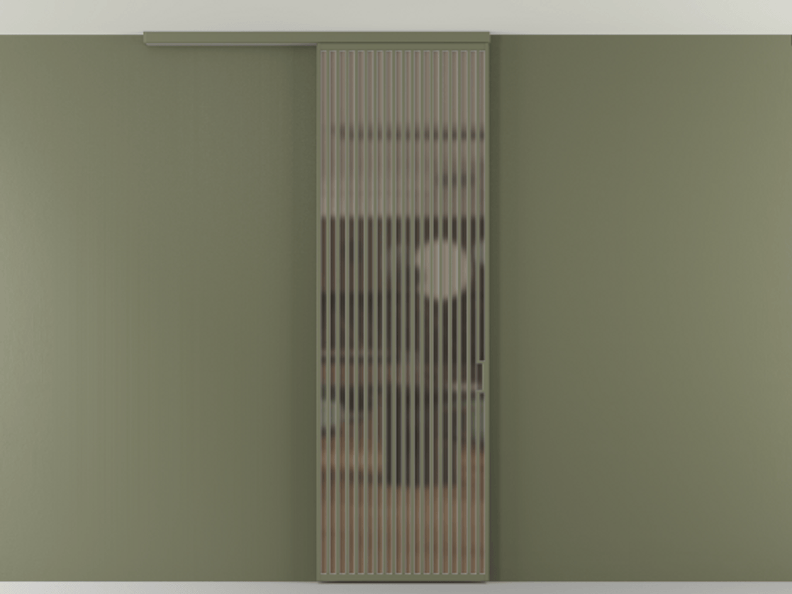 Перегородка Формато вдоль стены на потолок 1 створка АЛПР 040.06 Алюминий оливковый тёмный Сатинированное бронзовое стекло, триплекс Цена 1262670 AMD | Volhovec