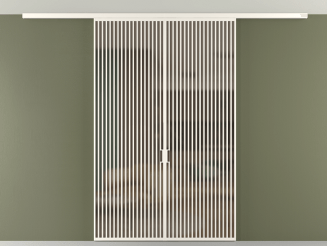 Перегородка Формато вдоль стены на потолок 2 створки АЛПР 040.06 Алюминий пудровый белый Сатинированное бронзовое стекло, триплекс Цена 2991100 AMD | Volhovec