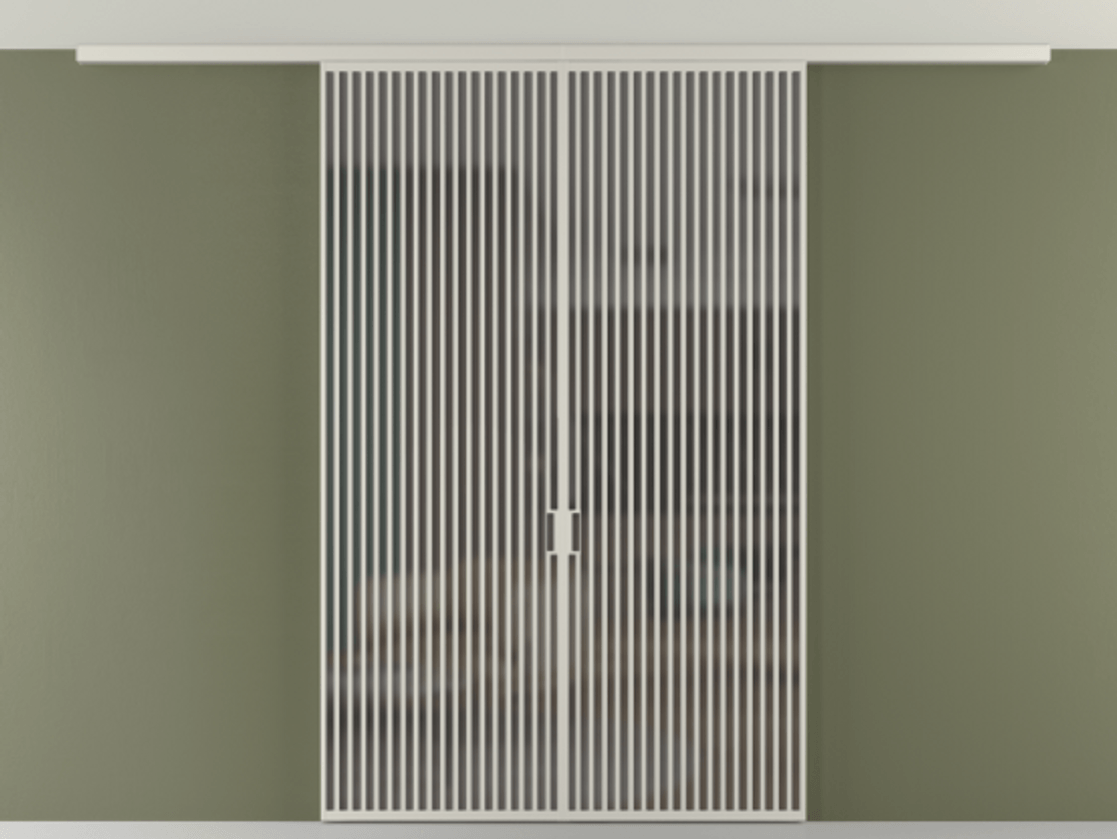 Перегородка Формато вдоль стены на потолок 2 створки АЛПР 040.06 Алюминий тёплый серый Сатинированное серое стекло, триплекс Цена 2991100 AMD | Volhovec