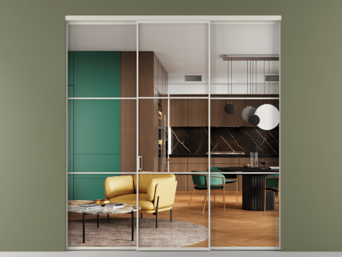 Перегородка Formato внутри проёма 3 створки АЛПР 040.03 Алюминий тёплый серый Прозрачное стекло "Crystal Vision", калёное Цена 2141890 AMD | Volhovec