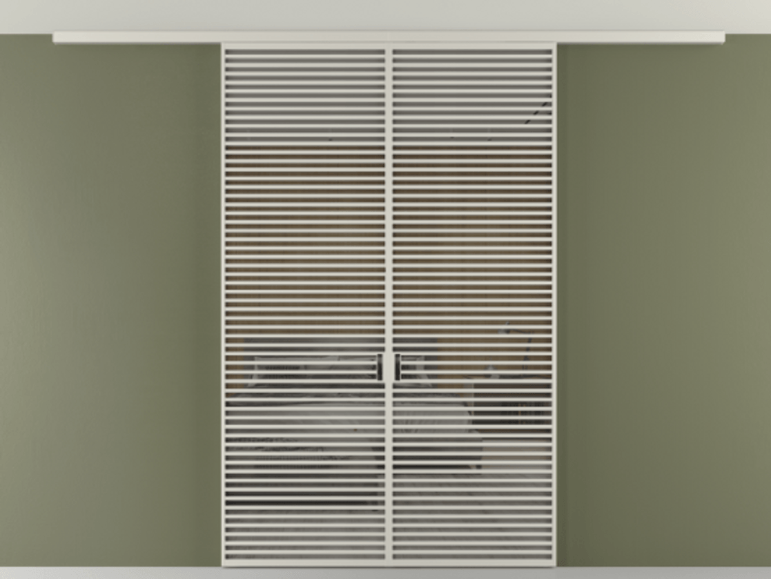 Перегородка Формато вдоль стены на потолок 2 створки АЛПР 040.07 Алюминий тёплый серый Рефлективное серое стекло "Стопсол", калёное Цена 3099000 AMD | Volhovec