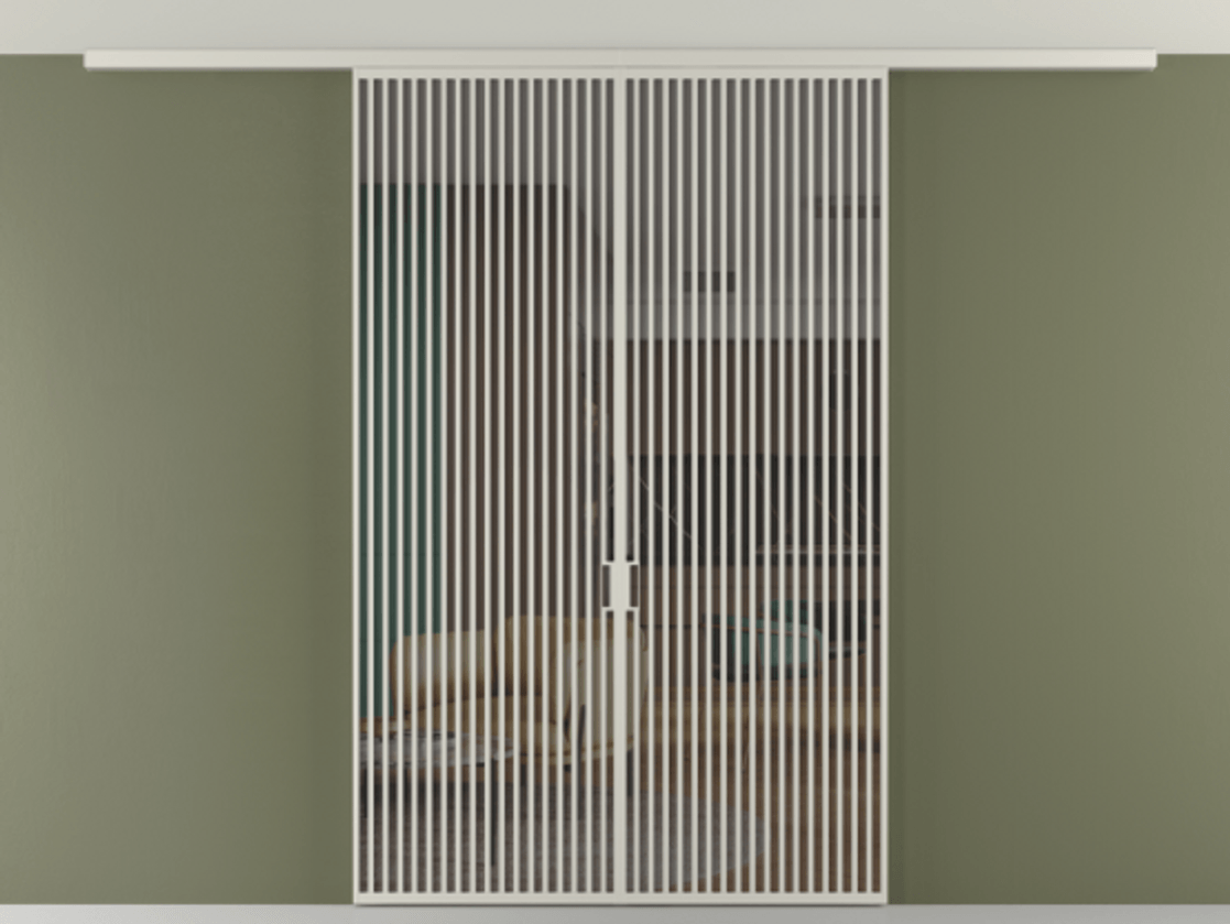 Перегородка Формато вдоль стены на потолок 2 створки АЛПР 040.06 Алюминий тёплый серый Прозрачное серое стекло, триплекс Цена 465700 ₽ | Volhovec