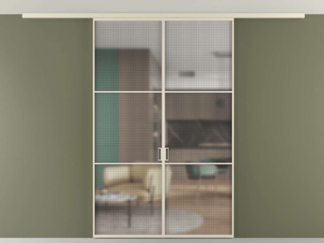 Дверь межкомнатная New Перегородка Formato вдоль стены на потолок двустворчатая АЛПР 040.03 Алюминий бежево-серый Декоративное стекло с сеткой "Mesh silver", триплекс Цена 1400570 1. Полотно 2 шт. (800/2100 мм)
2. Комплект установки раздвижной системы
3. Базовый комплект фурнитуры
4.Ручка RONDO
. Фабрика дверей Волховец 8 (800) 551 43 19 Межкомнатная дверь New Перегородка Formato вдоль стены на потолок двустворчатая АЛПР 040.03 Алюминий бежево-серый Декоративное стекло с сеткой "Mesh silver", триплекс Цена 1400570 | Volhovec