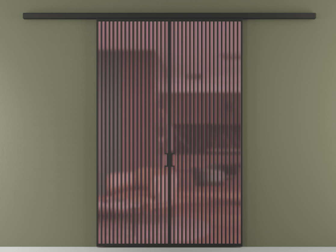 Перегородка Formato вдоль стены 2 створки АЛПР 040.06 Алюминий Черный Сатинированное розовое стекло, триплекс Цена 2322500 AMD | Volhovec