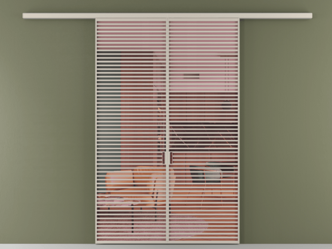 Перегородка Формато вдоль стены 2 створки АЛПР 040.07 Алюминий светло-бежевый Прозрачное розовое стекло, триплекс Цена 2309500 AMD | Volhovec