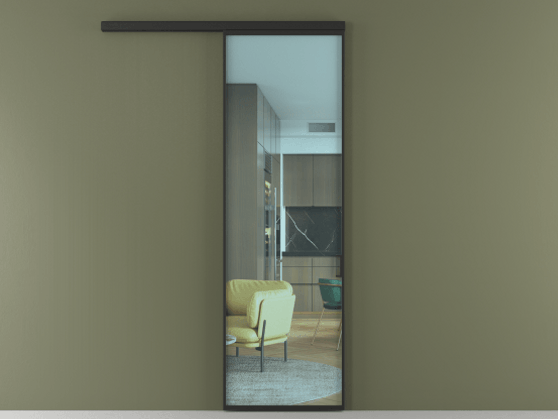 Перегородка Formato вдоль стены 1 створка АЛПР 040.01 Алюминий Черный Прозрачное голубое стекло, триплекс Цена 659200 AMD  | Volhovec