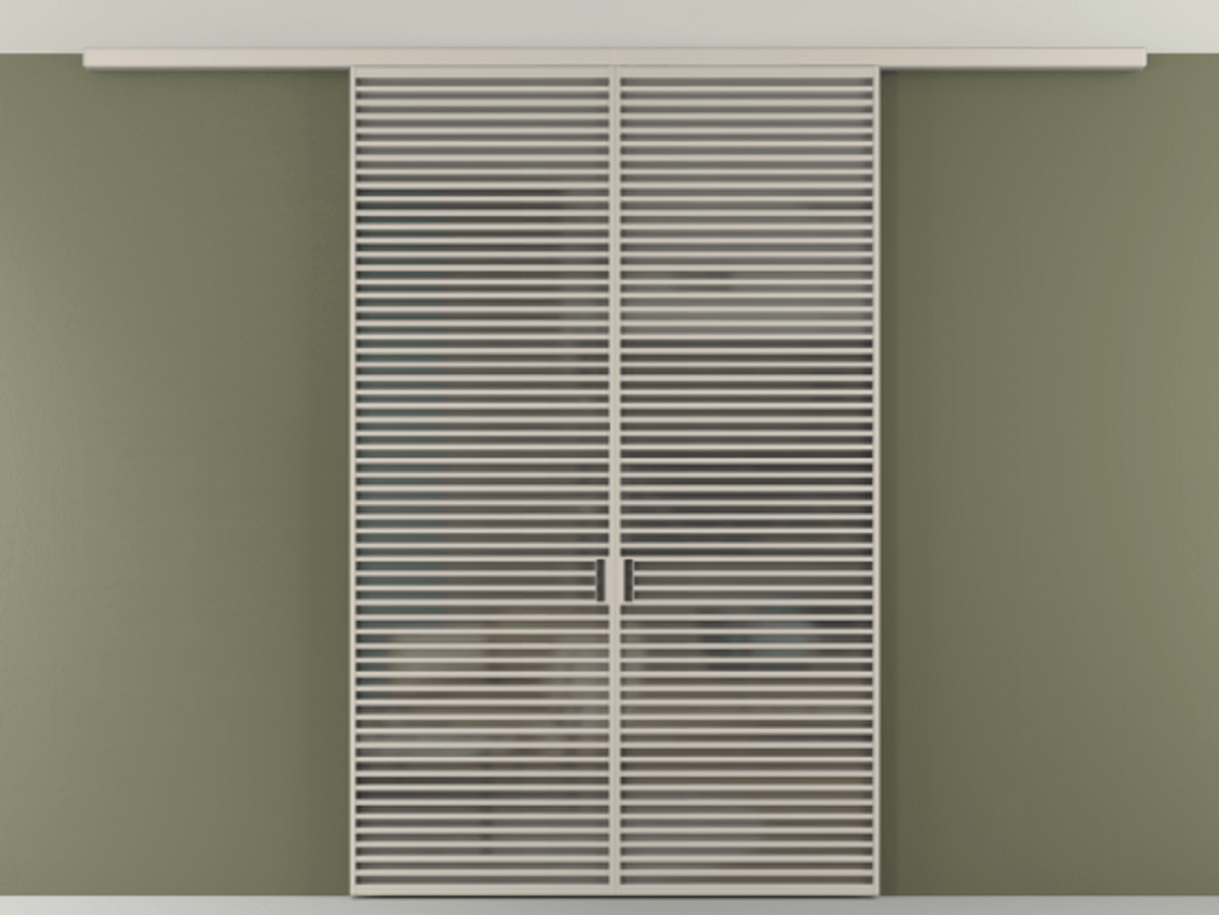 Перегородка Формато вдоль стены на потолок 2 створки АЛПР 040.07 Алюминий светло-бежевый Сатинированное серое стекло, триплекс Цена 2477450 AMD | Volhovec