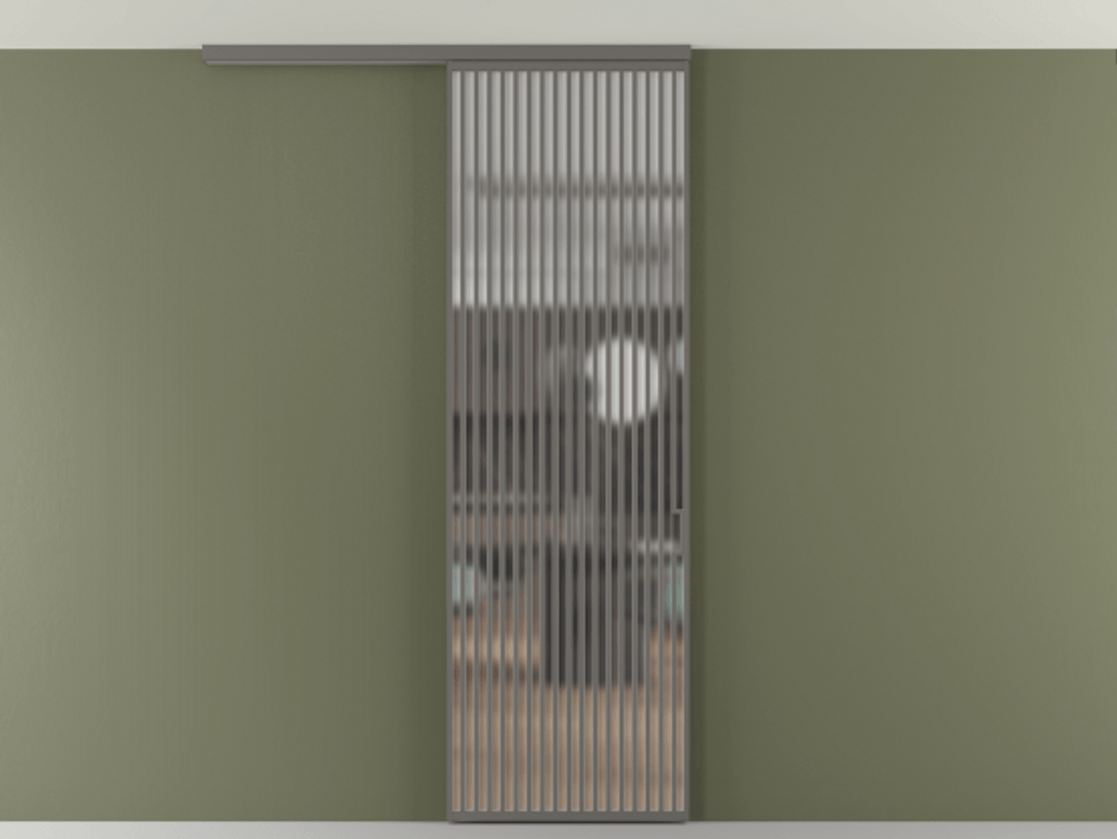 Перегородка Формато вдоль стены на потолок 1 створка АЛПР 040.06 Алюминий классический серый Сатинированное стекло "Мателюкс Кристал Вижн", калёное, матовое, каленое 6 мм Цена 1305830 AMD | Volhovec