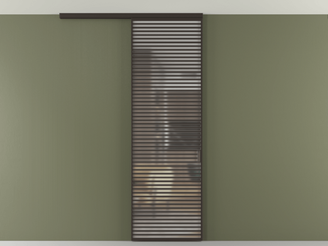 Перегородка Формато вдоль стены на потолок 1 створка АЛПР 040.07 Алюминий антрацит Сатинированное стекло "Мателюкс Кристал Вижн", калёное, матовое, каленое 6 мм Цена 1305830 AMD | Volhovec