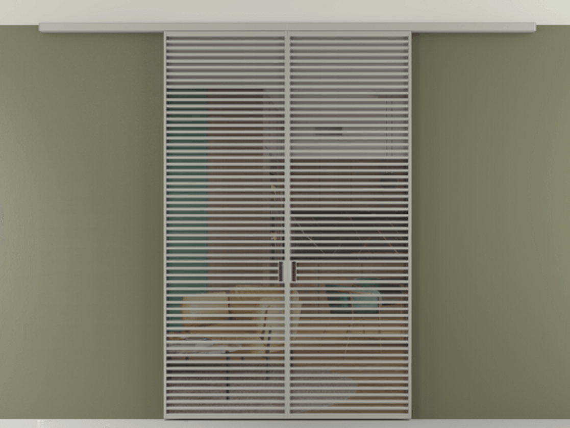 Перегородка Формато вдоль стены на потолок 2 створки АЛПР 040.07 Алюминий нейтральный серый Прозрачное серое стекло, триплекс Цена 2477450 AMD | Volhovec