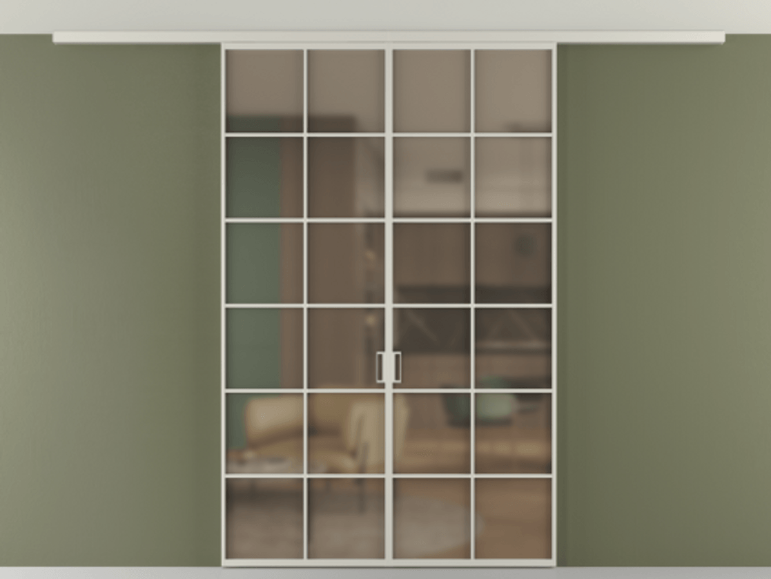 Перегородка Формато вдоль стены на потолок 2 створки АЛПР 040.05 Алюминий тёплый серый Сатинированное бронзовое стекло, триплекс Цена 1652820 AMD | Volhovec