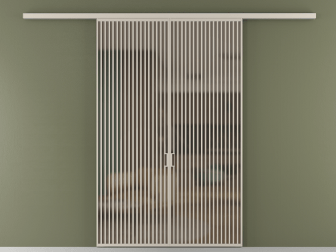 Перегородка Formato вдоль стены 2 створки АЛПР 040.06 Алюминий светло-бежевый Сатинированное бронзовое стекло, триплекс Цена 2893180 AMD | Volhovec