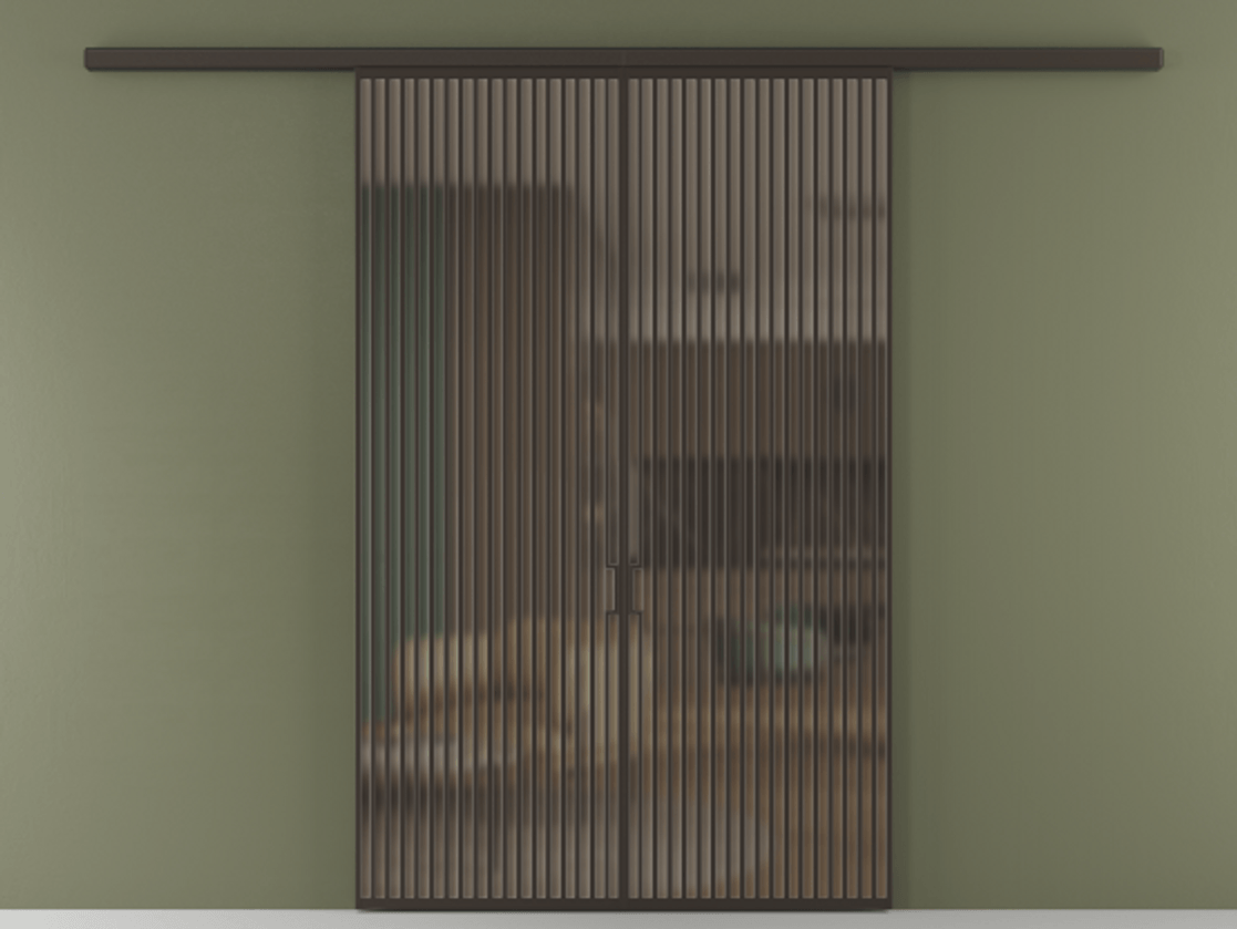 Перегородка Formato вдоль стены 2 створки АЛПР 040.06 Алюминий антрацит Сатинированное бронзовое стекло, триплекс Цена 2893180 AMD | Volhovec