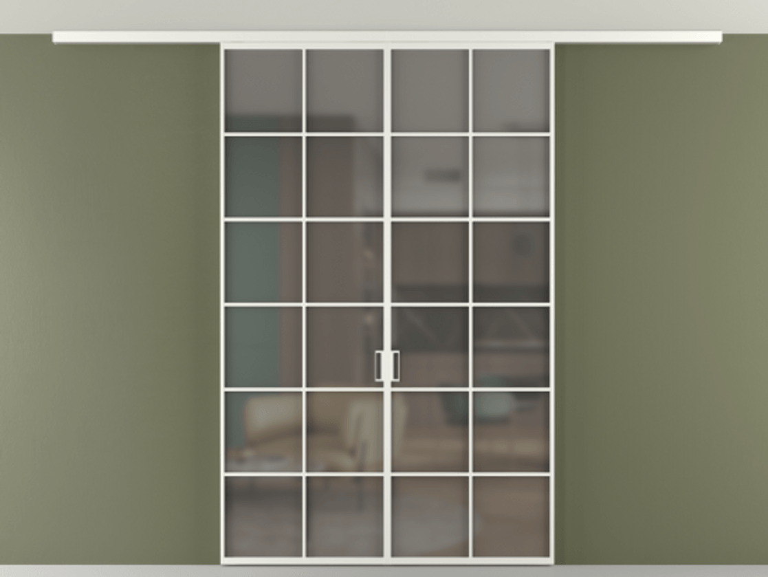 Перегородка Формато вдоль стены на потолок 2 створки АЛПР 040.05 Алюминий светло-серый Сатинированное серое стекло, триплекс Цена 1652820 AMD | Volhovec