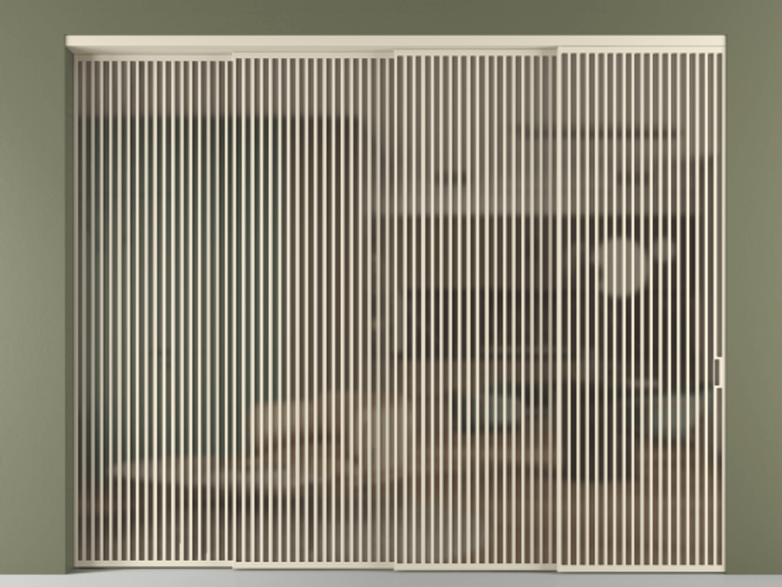 Перегородка Формато внутри проёма 4 створки с синхронным механизмом АЛПР 040.06 Алюминий бежево-серый Сатинированное бронзовое стекло, триплекс Цена 5242250 AMD | Volhovec