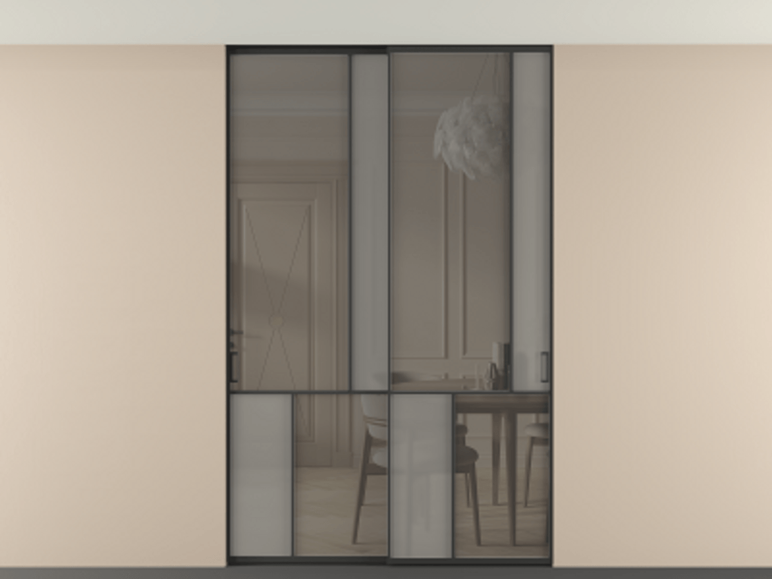 Перегородка Мозаик внутри проёма скрытое крепление в потолок 2 створки АЛПР 041.21 Алюминий Черный Сатинированное серое стекло, триплекс, 6 мм + Прозрачное серое стекло, триплекс. Скрытый короб ЧЕР Цена 2124490 AMD . Фабрика дверей Волховец 8 (800) 551 43 19 Перегородка Мозаик внутри проёма скрытое крепление в потолок 2 створки АЛПР 041.21 Алюминий Черный Сатинированное серое стекло, триплекс, 6 мм + Прозрачное серое стекло, триплекс Цена 2124490 AMD | Volhovec