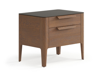 Мебель Тумба прикроватная Piega 2 ящика. Цвет Дуб каштановый матовый. Материал Массив дуба матовый. Коллекция Тумба прикроватная Piega 2 ящика. Картинка.
