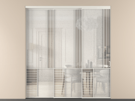 Алюминевая перегородка vnt3_1 БЕЛ. Цвет Алюминий Белый. Материал Алюминий. Коллекция Перегородка Mosaic внутри проёма телескопик синхро 2. Картинка.