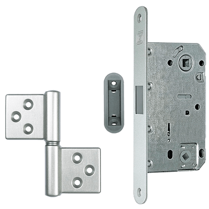 Фурнитура для дверей Комплект фурнитуры с круглым сечением. Цвет Матовый хром. Коллекция Комплект фурнитуры с круглым сечением. Картинка.