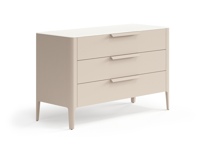 Мебель Комод Piega 3 ящика. Цвет Матовый бисквитный. Материал Гладкая эмаль. Коллекция Комод Piega 3 ящика. Картинка.