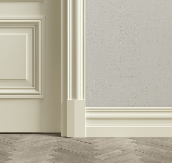 Плинтус Плинтус Высокий классический. Цвет Матовый молочно-белый. Коллекция Плинтус Высокий классический. Картинка.