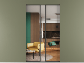 Алюминевая перегородка АЛПР 040.01 ЧРН Crystalvision. Цвет Алюминий Черный. Материал Алюминий. Коллекция Перегородка Формато скрытый пенал 2 створки. Картинка.